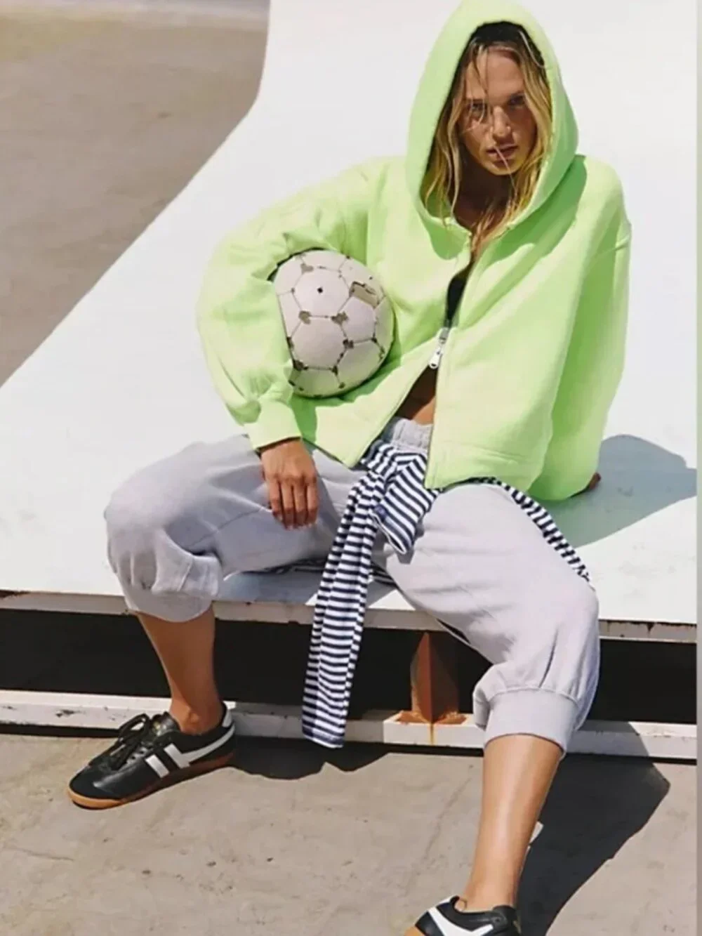NWT Free People A Cut Above Zip-Up Hoodie in Sour Citrus